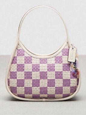 NWT Coachtopia Wavy Dinky Bag in Checkerboard Woven Leather | Orchid Multi 💜